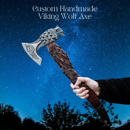 Custom handmade viking wolf axe